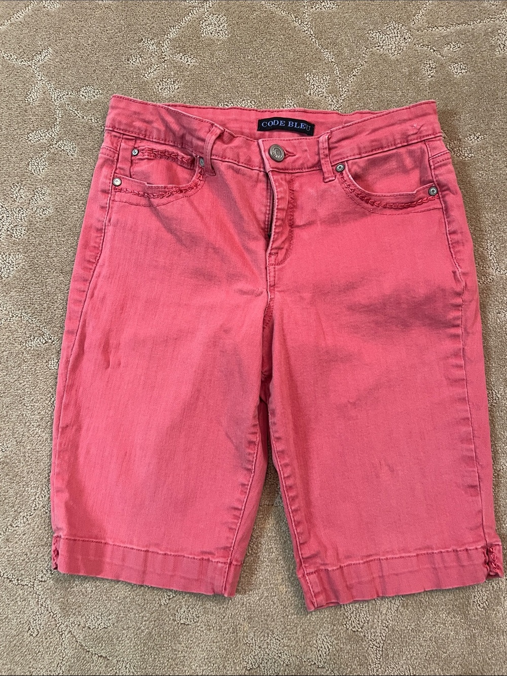 Code Bleu Pink Bermuda Jean Shorts, Sz 4